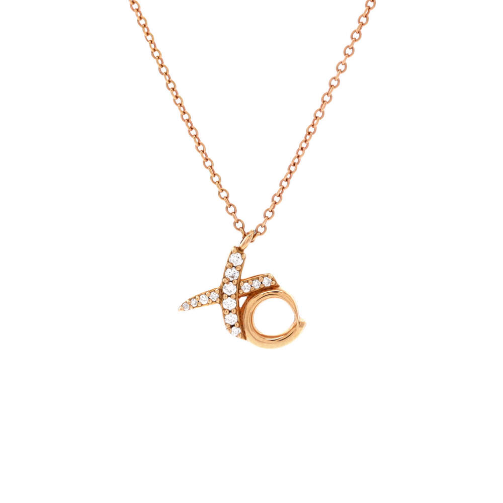 Tiffany & Co. Paloma Picasso XO Pendant Necklace 18K Rose Gold with Diamonds